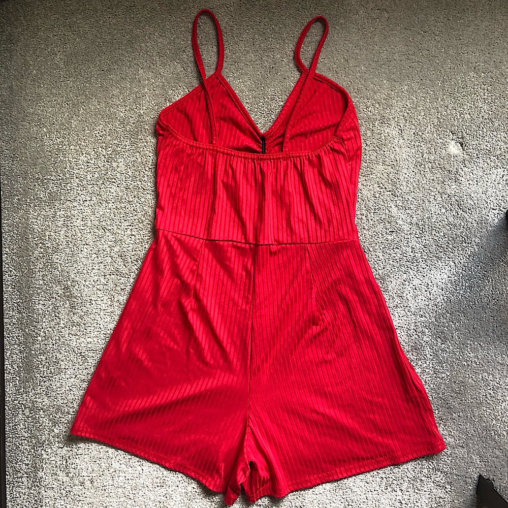 Ruched Front Playsuit In Rib - Picture 5 of 6